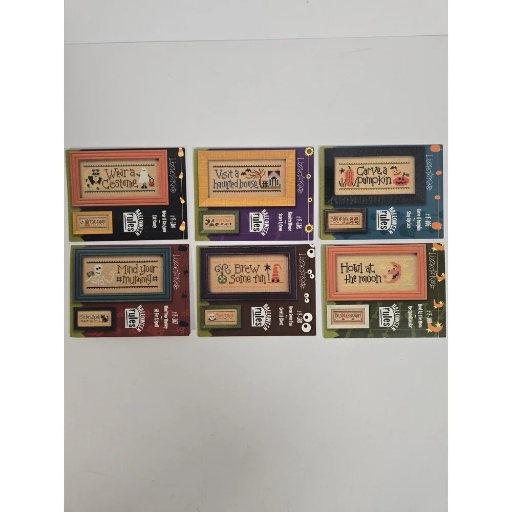 Lizzie Kate Halloween Rules F104-F109 Full Set 6 Charts & Buttons Patterns Lot 6